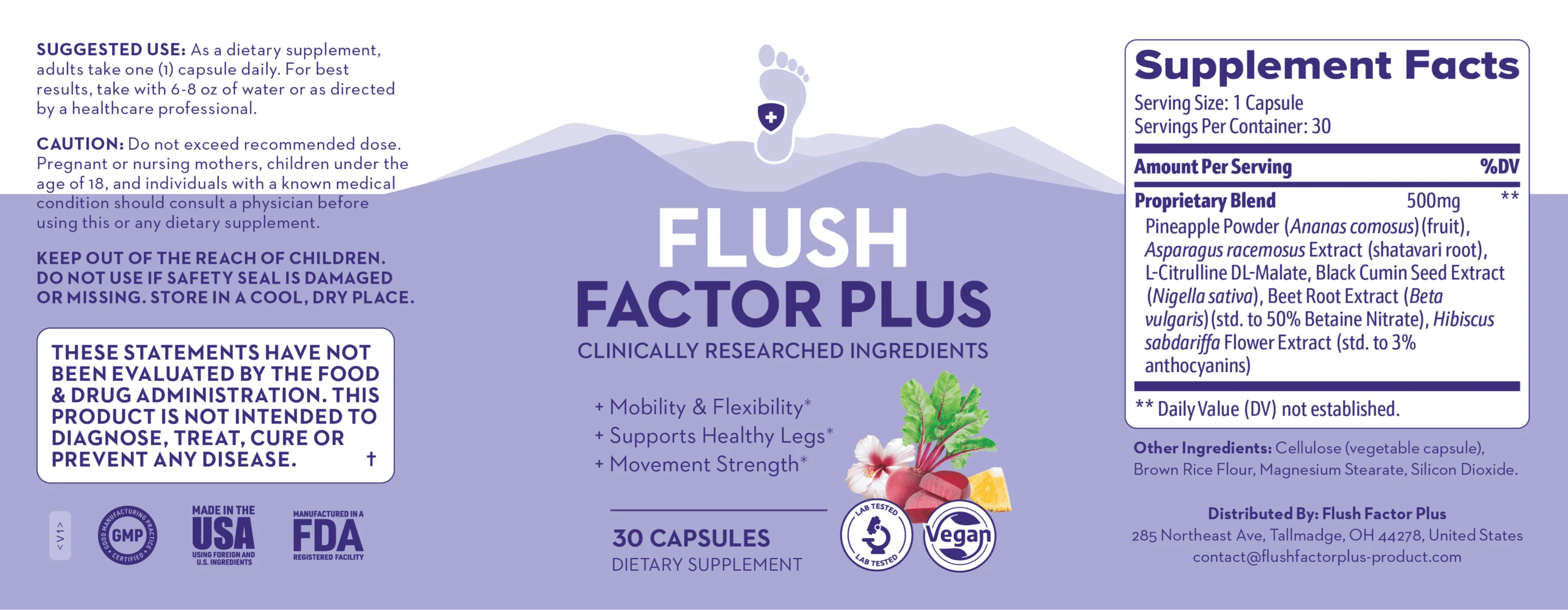 Flush Factor Plus Product Label